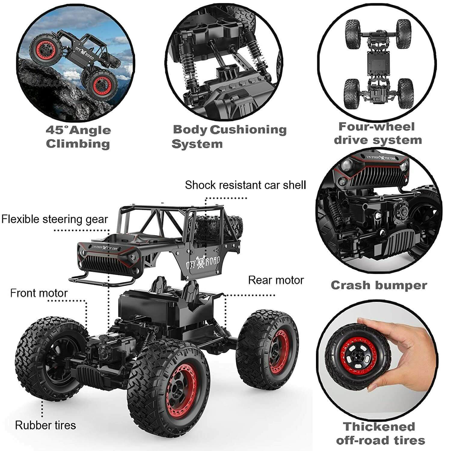 RC Car 2.4G Off-Road Remote Control Truck Alloy Shell High Speed Monster Toys - Image 7