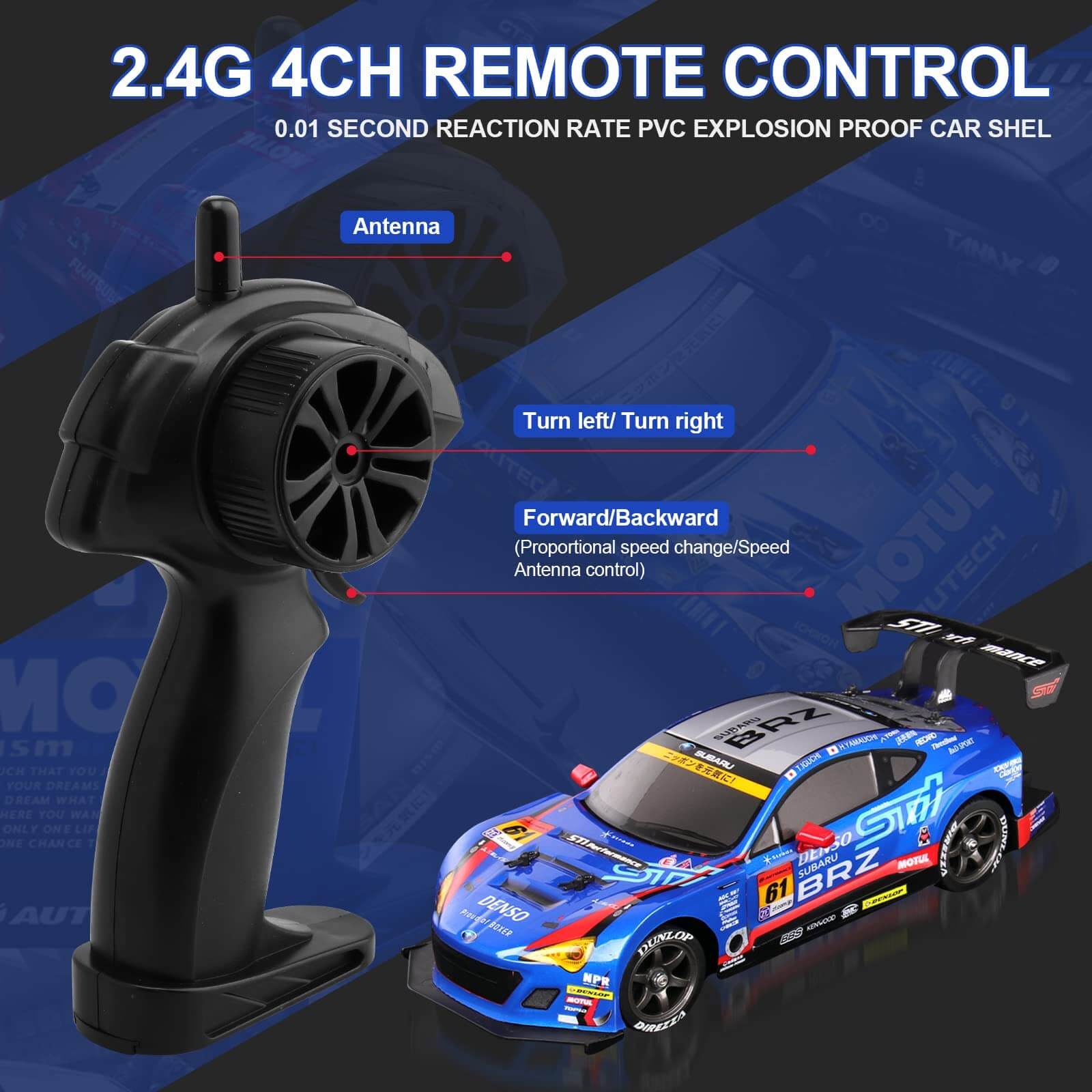 Drift RC Car 1:16 GTR Racing Vehicle High Speed Remote Control Subaru Brz Sport Car for Kids Adults - Image 4