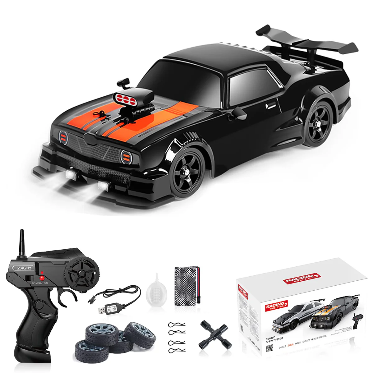 1/16 RC Drift Car 18KM/H Fast Remote Control Cars Spray Car with Led Light Sound For Kids - Image 7