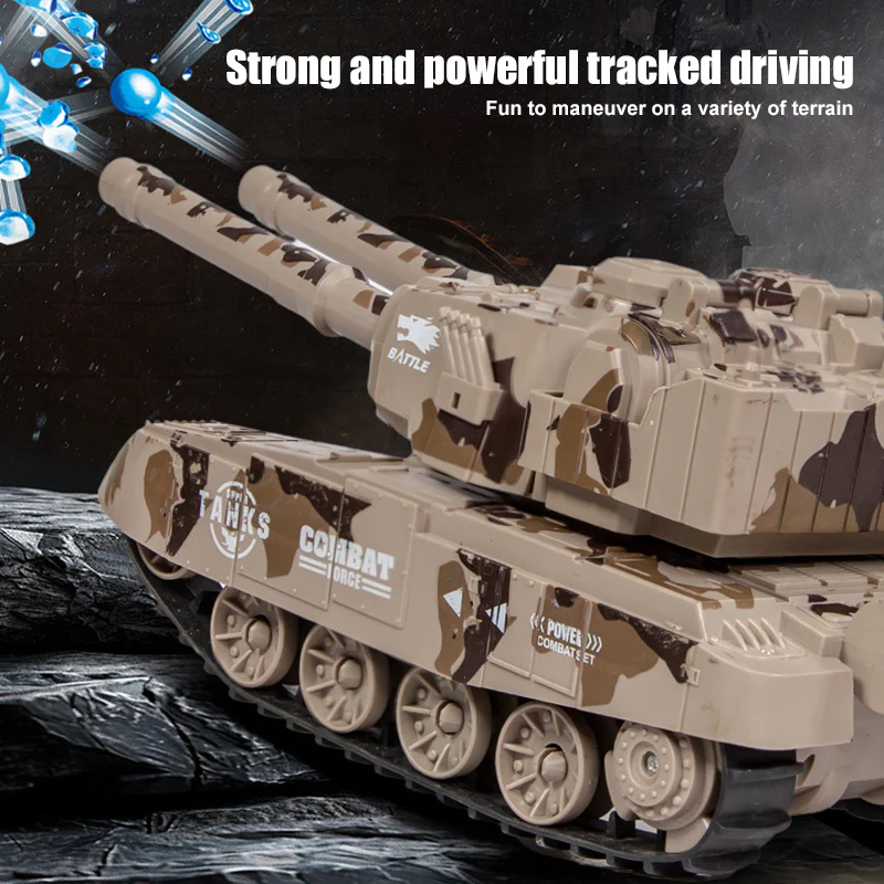 1/24 Remote Control Tank 2.4G Double Cannon Water Bomb Tank 360° Rotating Tracked Tank - Image 5