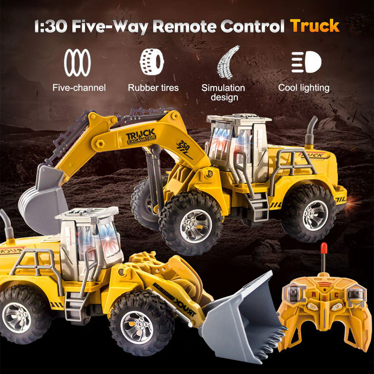 5CH/4CH RC Engineering Vehicle 1/30 RC Excavator Bulldozer Road Roller Engineering Car with Lights - Image 4