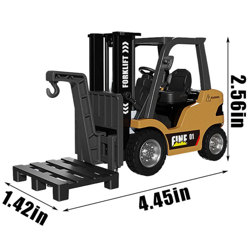 1/64 Mini RC Forklift with Trailer Alloy Simulation Car 2.4G Dual-Mode Remote RC Car - Image 9