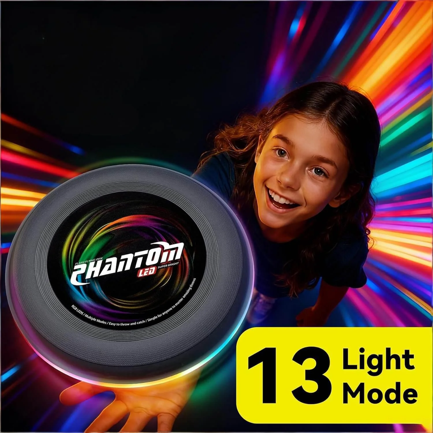 10.7'' LED Flying Disc with 13 Dynamic Light Modes Rechargeable and Waterproof Ultimate Disc for Games & Parties - Image 6