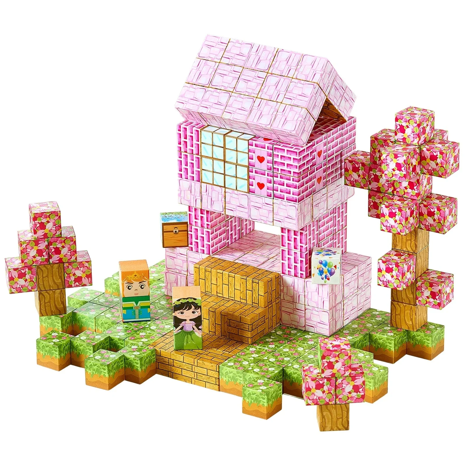 100PCS Kids Magnetic Blocks Princess Castle Set Magnetic Building Cubes Holiday Gift - Image 9