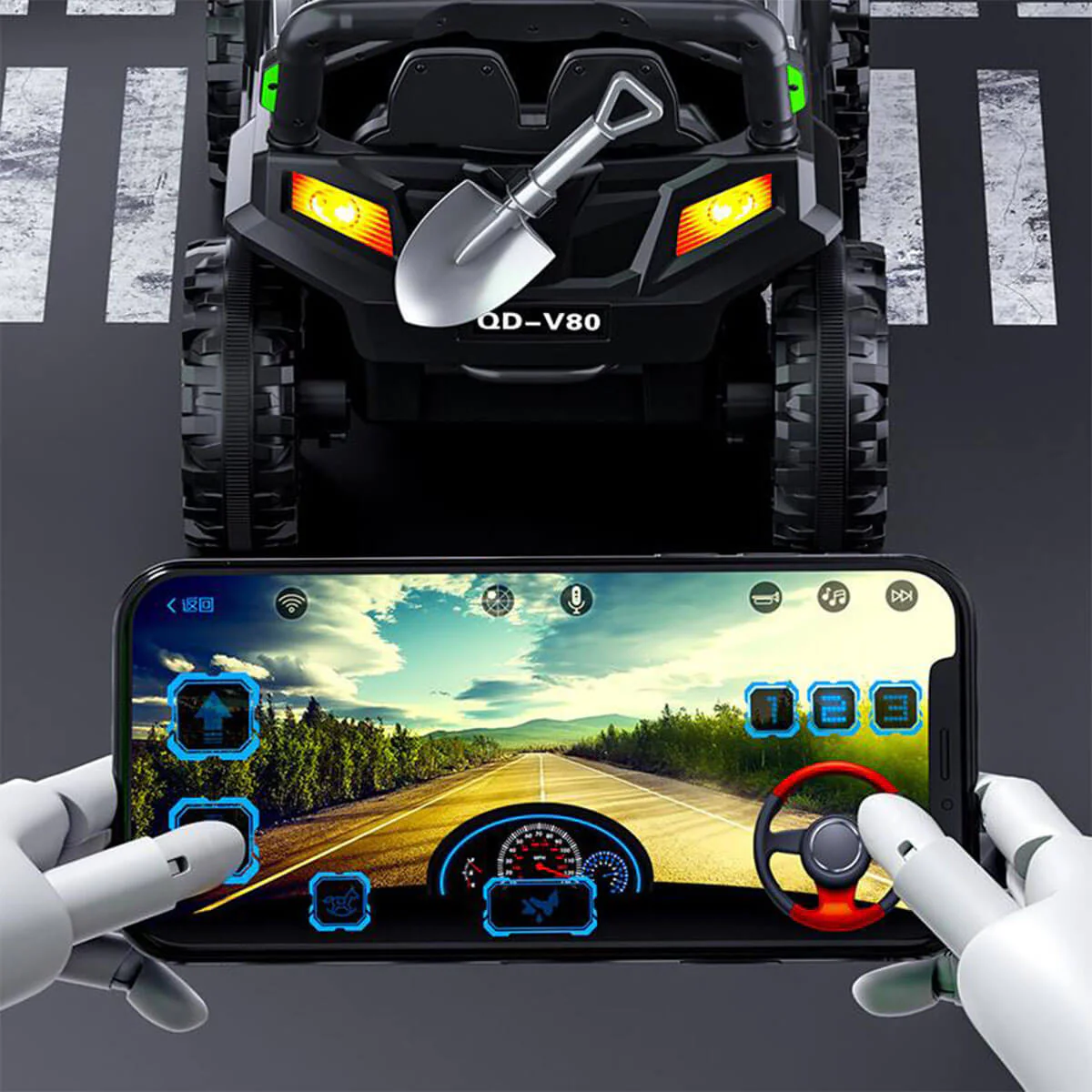12V Kids Electric Car with Remote 4-Wheel Ride on Car w/ Shovel Light & Music For Boys & Girls - Image 6