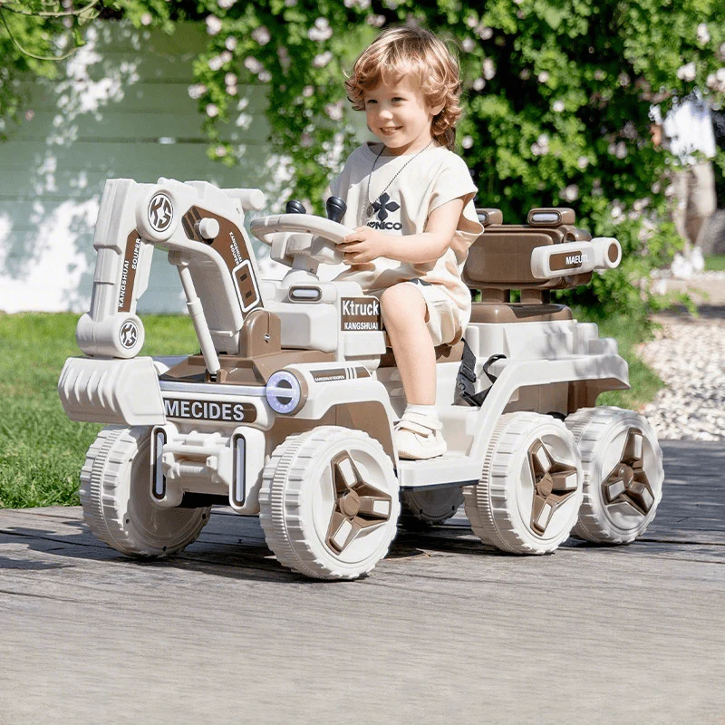 12V Kids Electric Excavator Four Drive Ride on Car Two Seats Excavator with Music Light