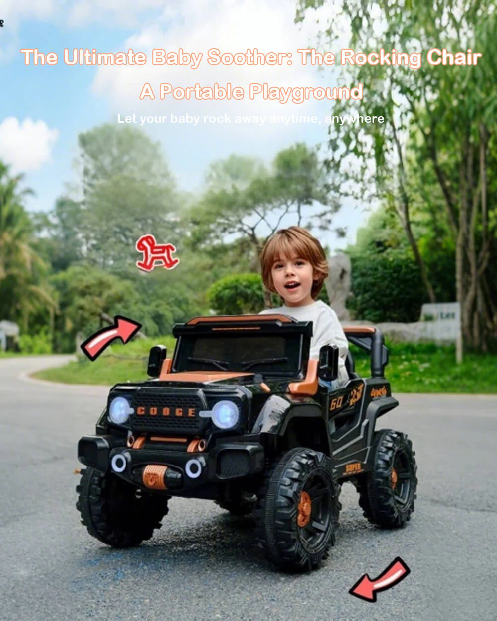 12V Kids Ride On Car with Remote Control 4WD Electric Off-Road Truck with Headlights and Bluetooth Music - Image 9