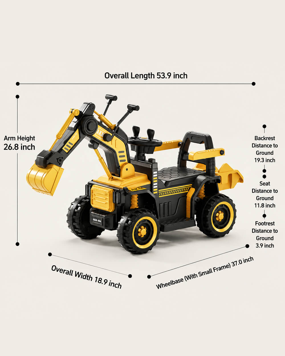 12V Kids Ride-On Excavator Battery Powered Electric Construction Car with Safety Soft Start and Dual Control Digging Arm - Image 10