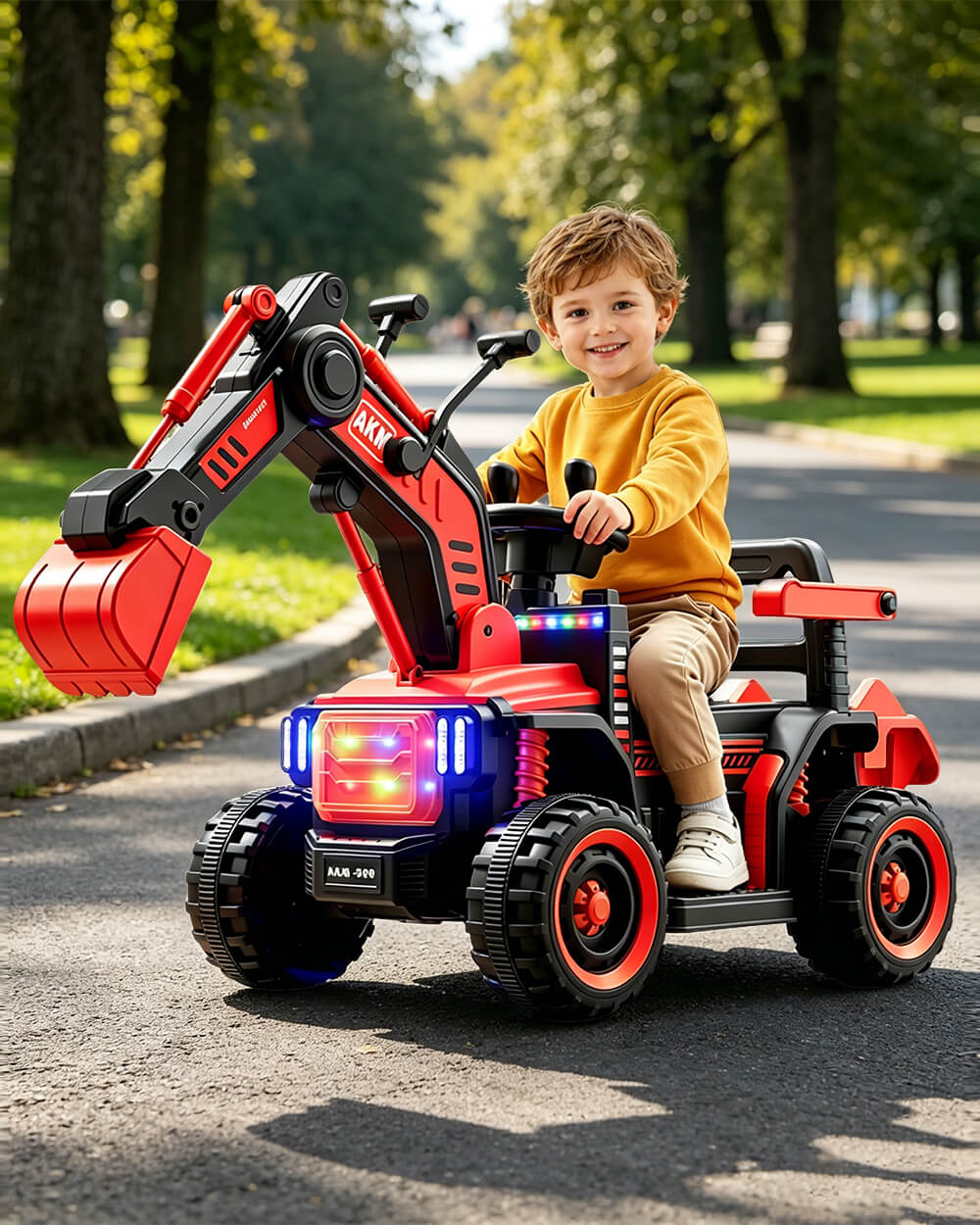 12V Kids Ride-On Excavator Battery Powered Electric Construction Car with Safety Soft Start and Dual Control Digging Arm - Image 11
