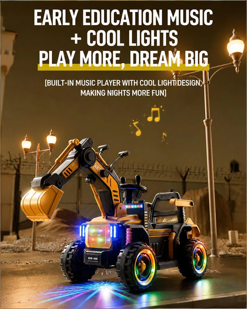 12V Kids Ride-On Excavator Battery Powered Electric Construction Car with Safety Soft Start and Dual Control Digging Arm - Image 8