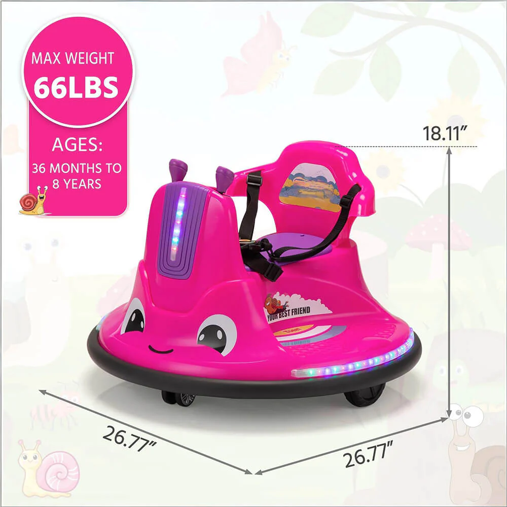12V Kids Electric Bumper Car with Remote Snail-Shaped Ride On Car with Flashing Lights Music - Image 6