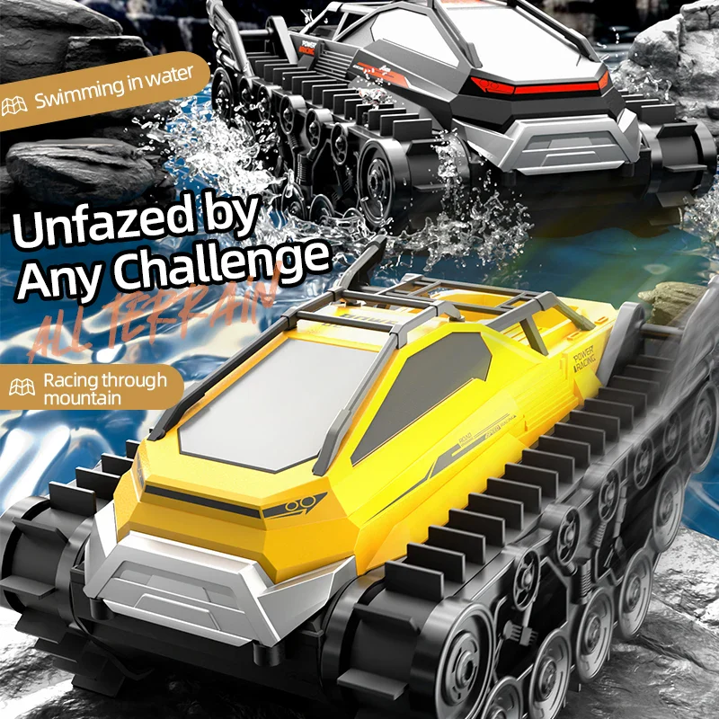 2.4G Amphibious RC Tank All-terrain Tracked Tank Waterproof Dual Control Armored Car - Image 4