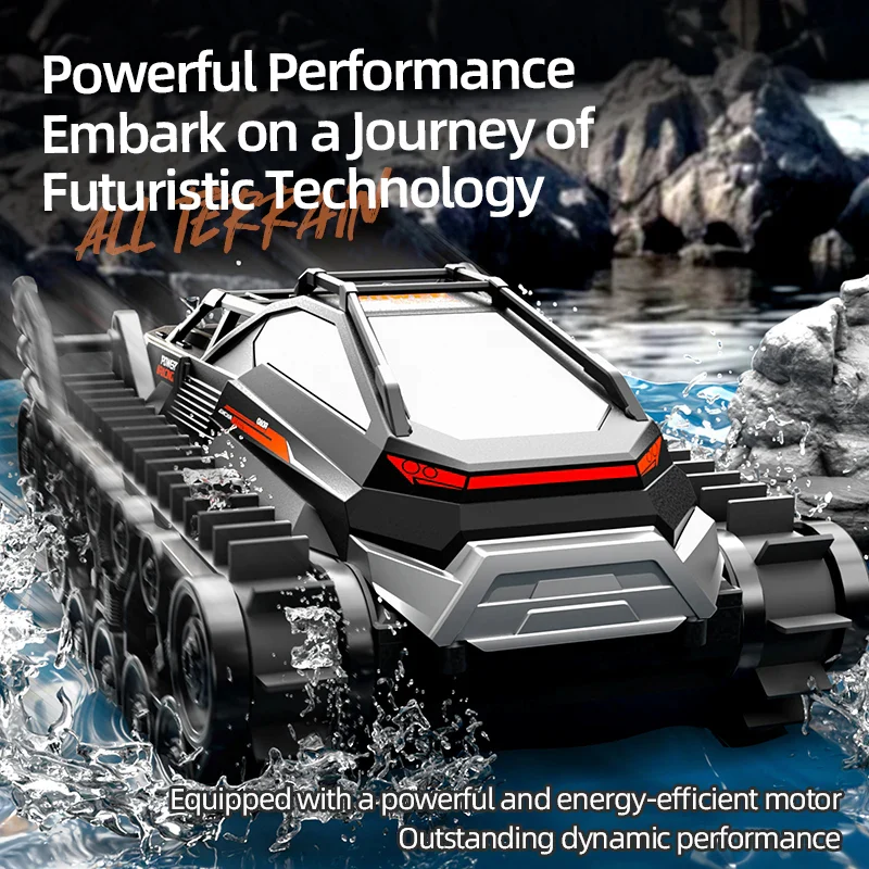2.4G Amphibious RC Tank All-terrain Tracked Tank Waterproof Dual Control Armored Car - Image 7