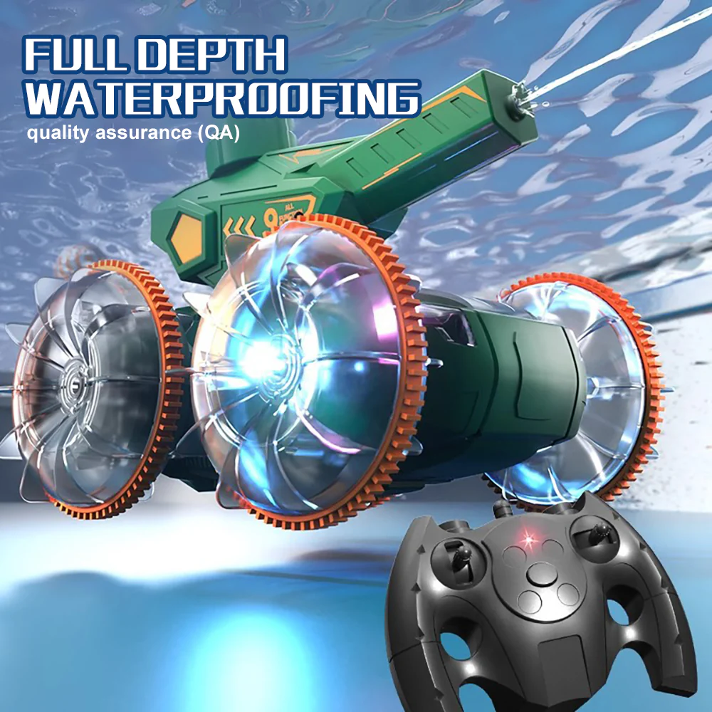 2.4G RC Amphibious Car 4WD Water Gun Vehicle Waterproof RC Tank With Light - Image 4