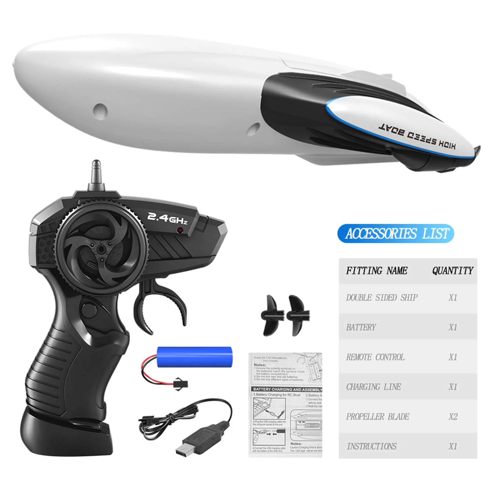 2.4G RC Boat High-speed Double-sided Remote Control Boat Children's Toys for Pools and Lakes - Image 10