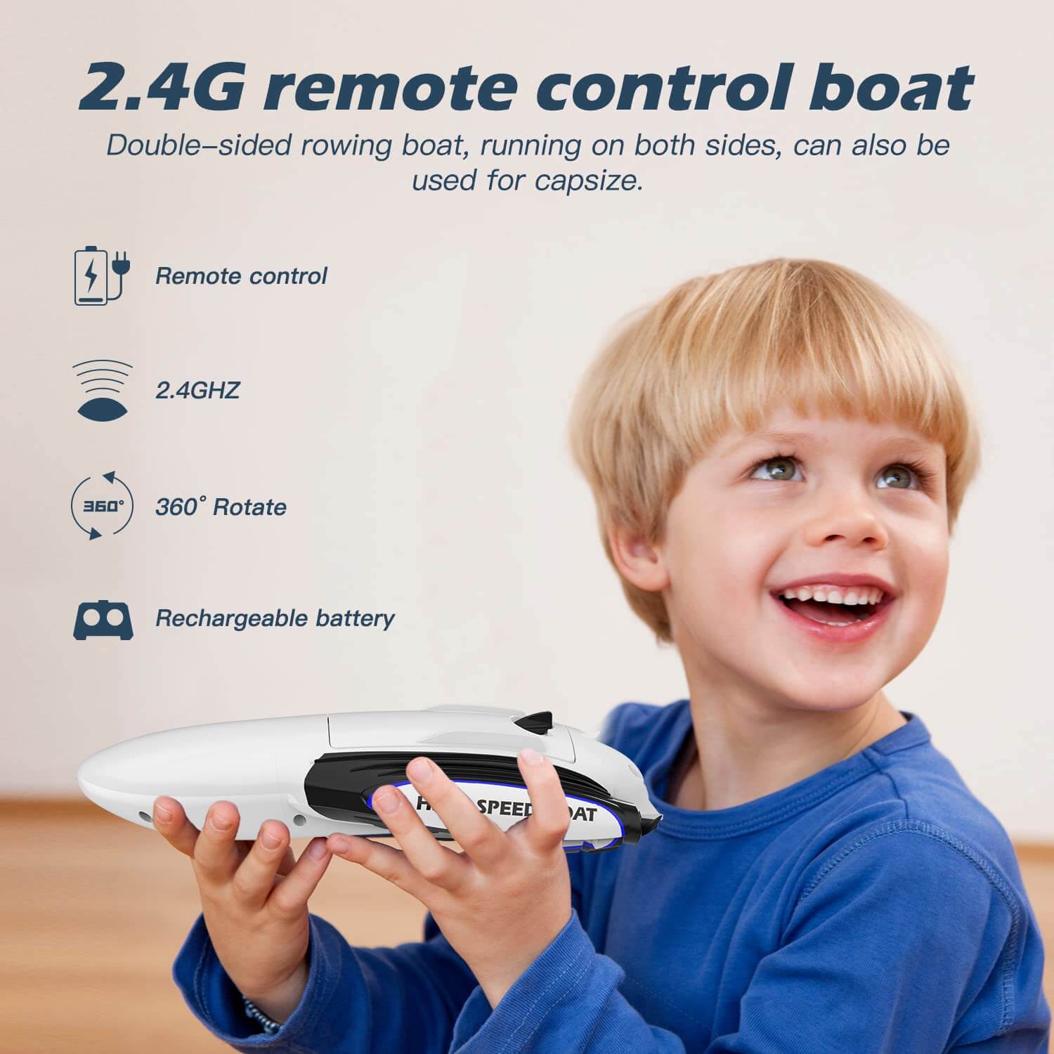 2.4G RC Boat High-speed Double-sided Remote Control Boat Children's Toys for Pools and Lakes - Image 6