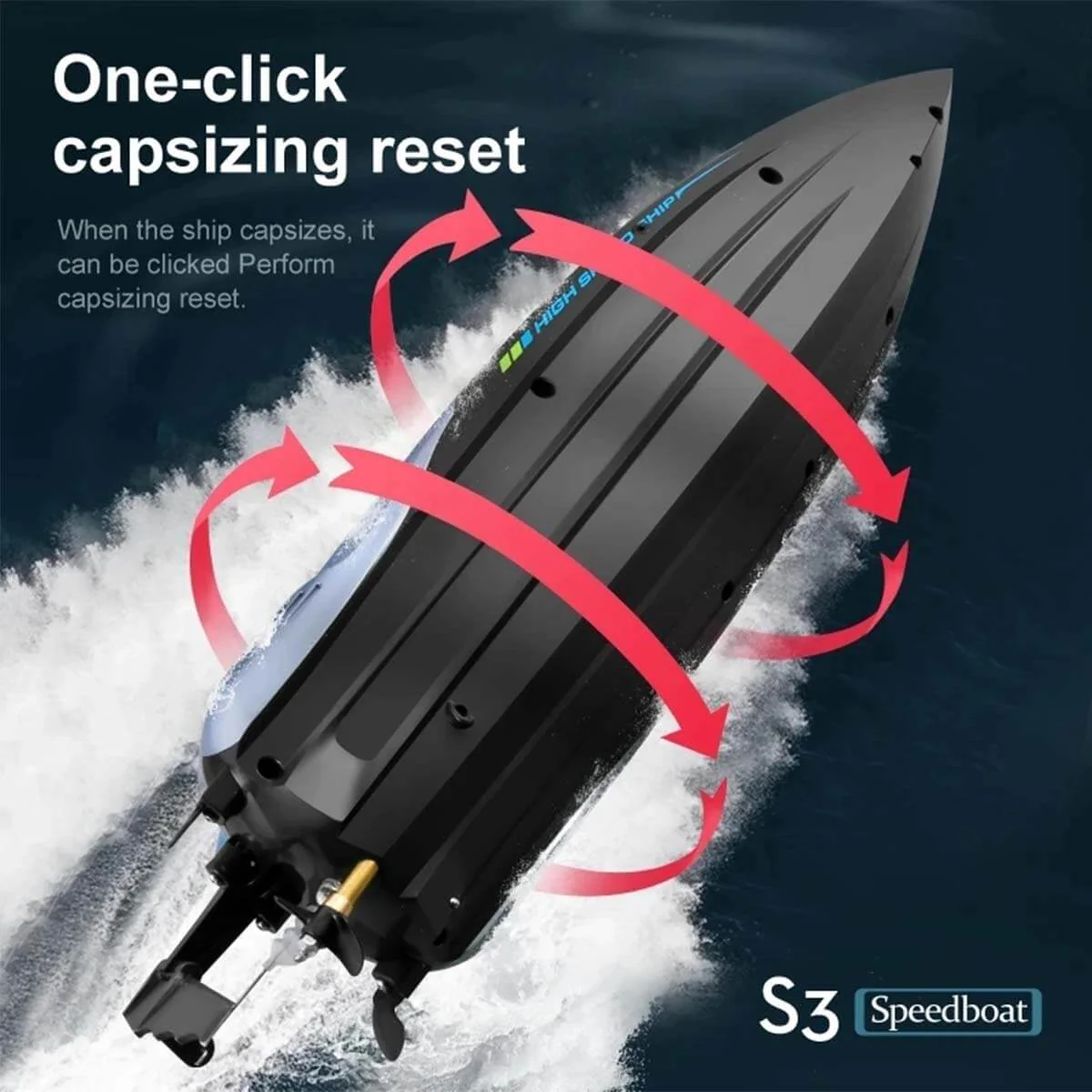 2.4G RC Boat Outdoor Racing Boat Waterproof Fast Electric Remote Control Boats With LED Light - Image 9