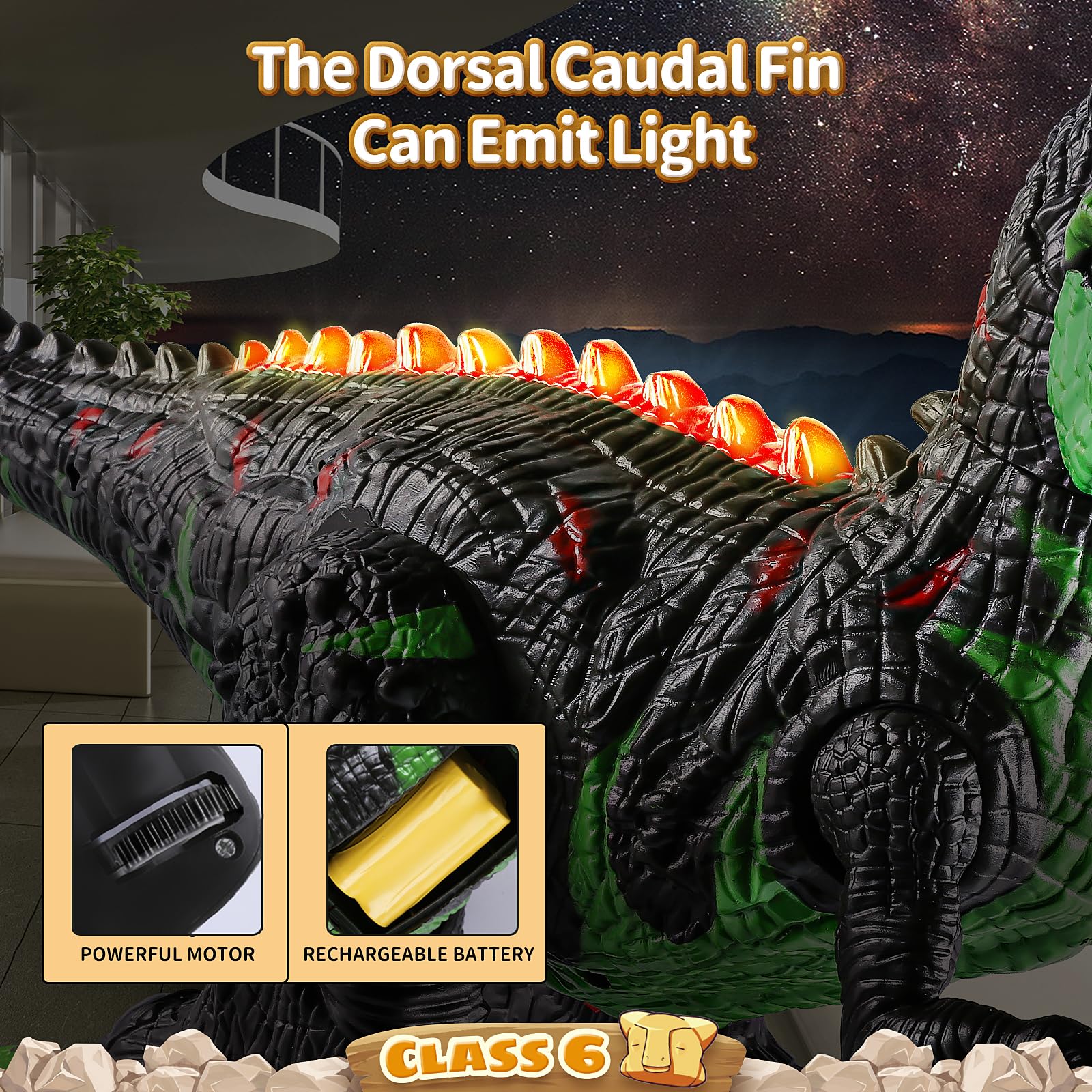2.4G RC Dinosaur 360° Rotation Spray T-Rex with LED Light Up Realistic Dinosaur Toys - Image 5