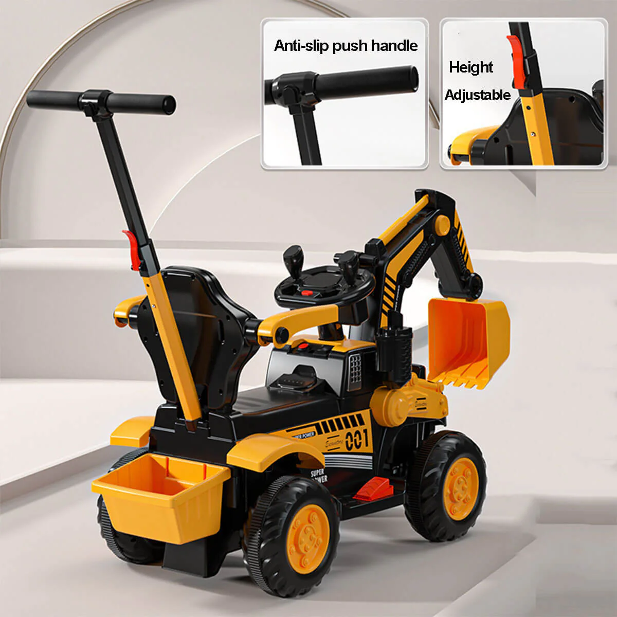 Toddler Electric Excavator with Safety Belt 6V Push Car Water Mist Ride-on Toys - Image 6