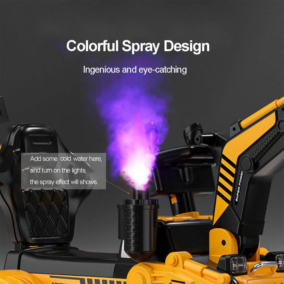 Toddler Electric Excavator with Safety Belt 6V Push Car Water Mist Ride-on Toys - Image 9