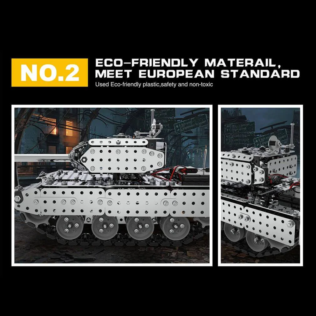 2.4G RC Stainless Steel Tank DIY Assembly Remote Control Panzer With Rotating Turret - Image 6