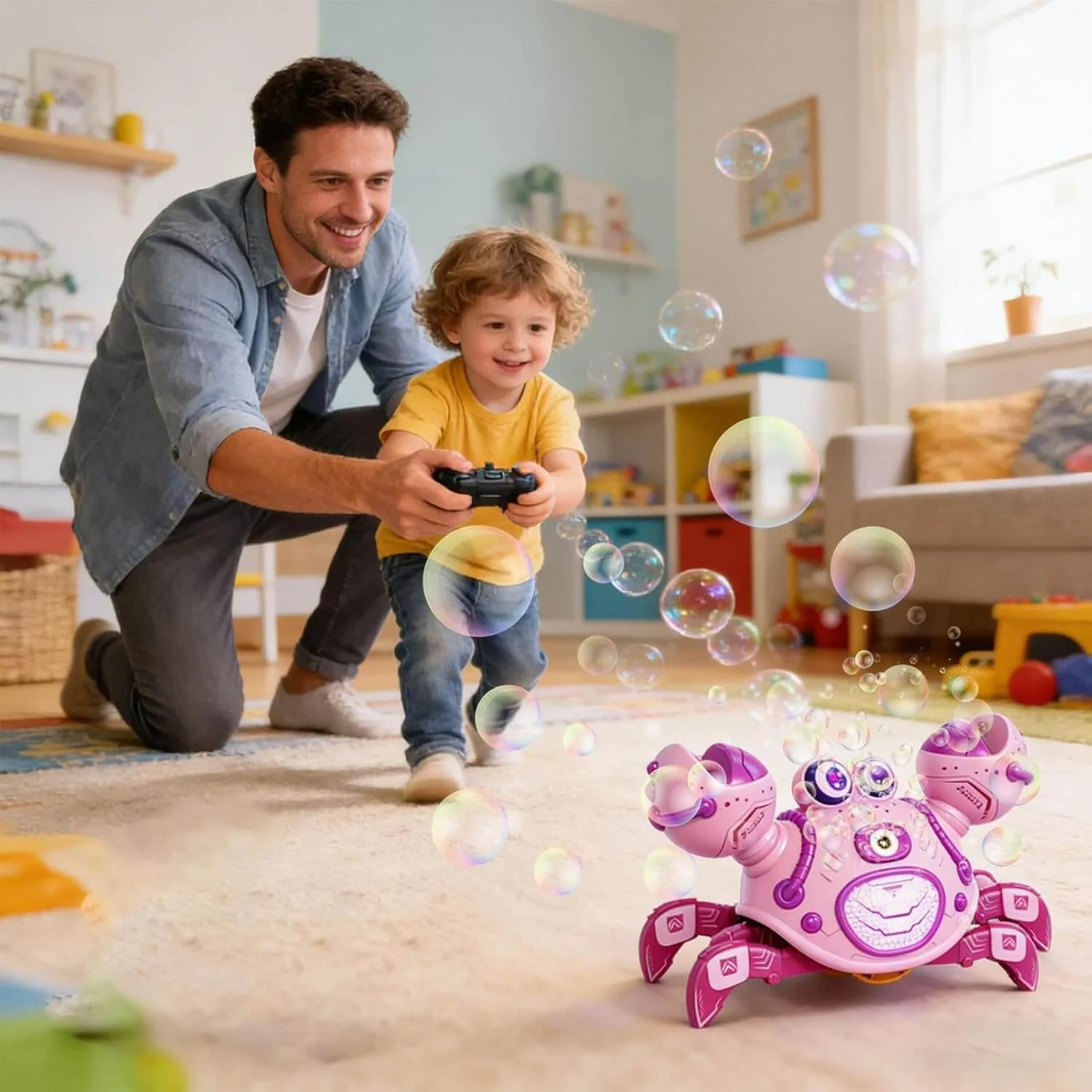 2 IN 1 RC Robot Crab Bubble Machine Toy Multi-Functional RC Crawling Crab with LED Lights Music for Kids Aged 2+ - Image 8