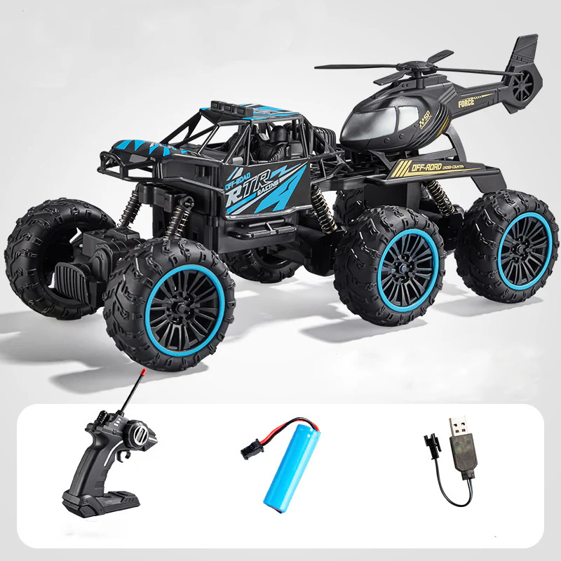 2.4G Remote Control Car 6 Wheels Racing Climbing Off-road Truck with Removable Helicopter - Image 2