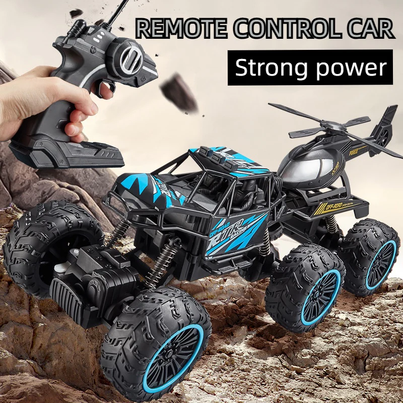 2.4G Remote Control Car 6 Wheels Racing Climbing Off-road Truck with Removable Helicopter - Image 3