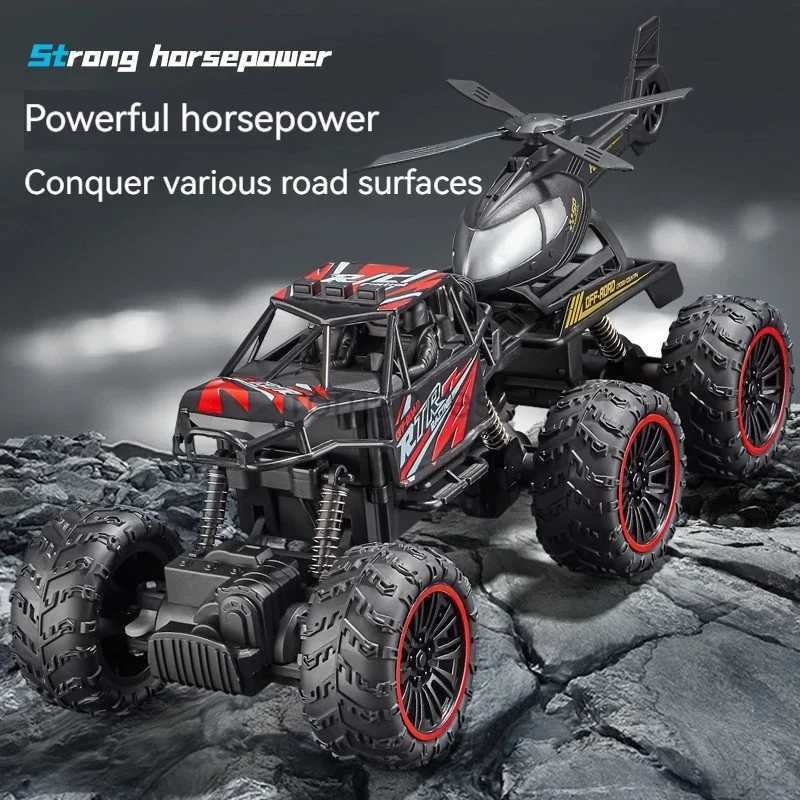2.4G Remote Control Car 6 Wheels Racing Climbing Off-road Truck with Removable Helicopter - Image 4