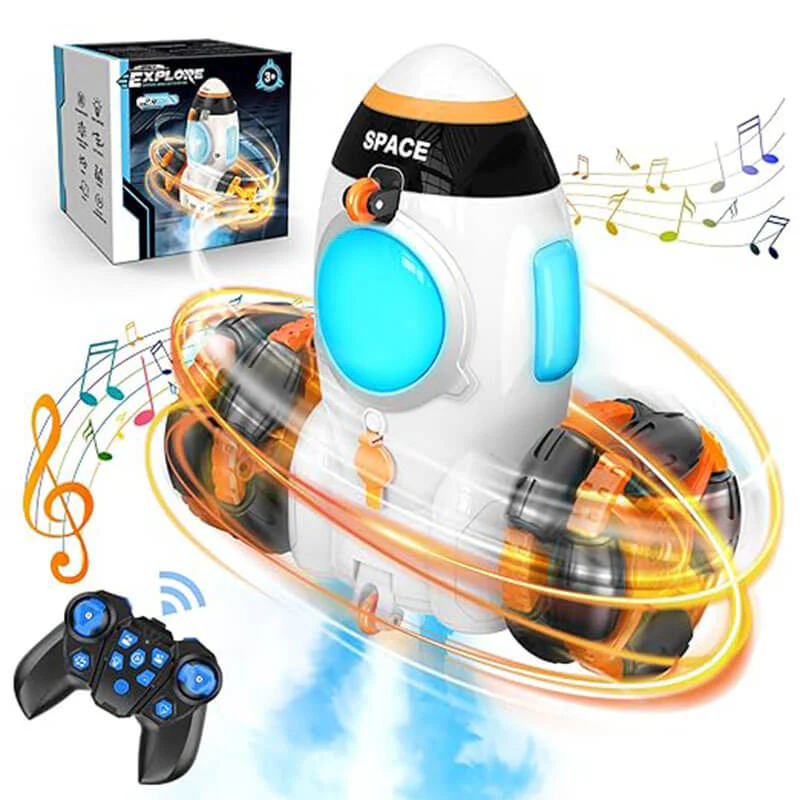 2.4G Remote Control Car Space Rocket Stunt Car Dual Control Spray RC Car with Light - Image 10