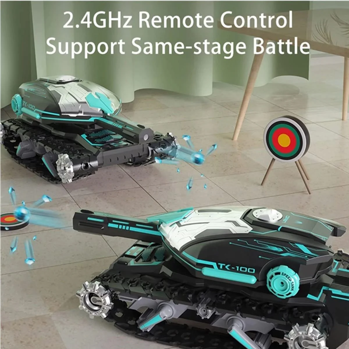 2.4G Remote Control Tank Water Bomb Car Tracked Battle Tank Car Two Controls For Kids - Image 4
