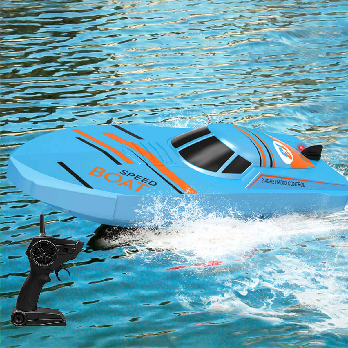 2.4Ghz Remote Control Boat with LED Light Waterproof Racing Boat for Pools & Lakes - Image 2