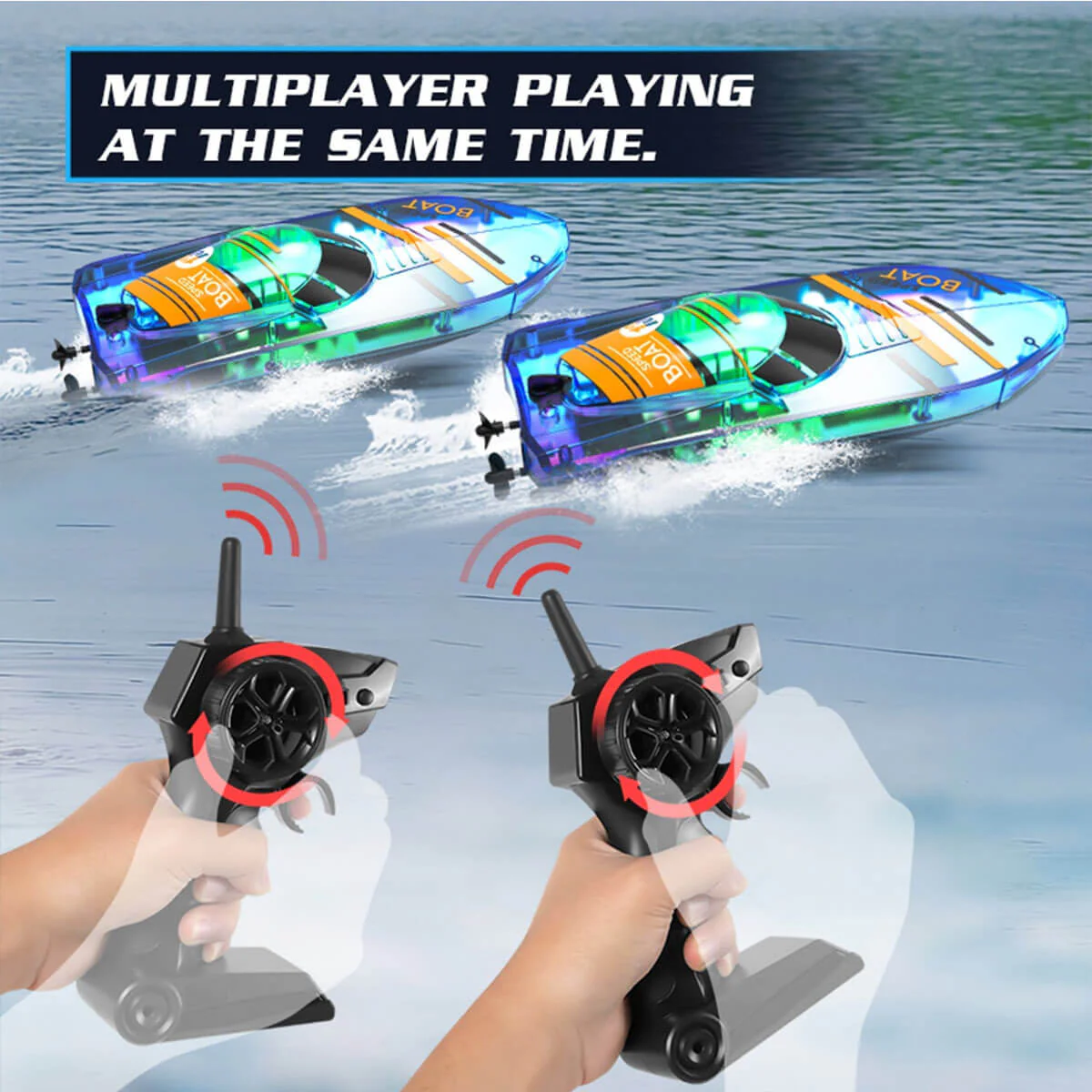 2.4Ghz Remote Control Boat with LED Light Waterproof Racing Boat for Pools & Lakes - Image 4