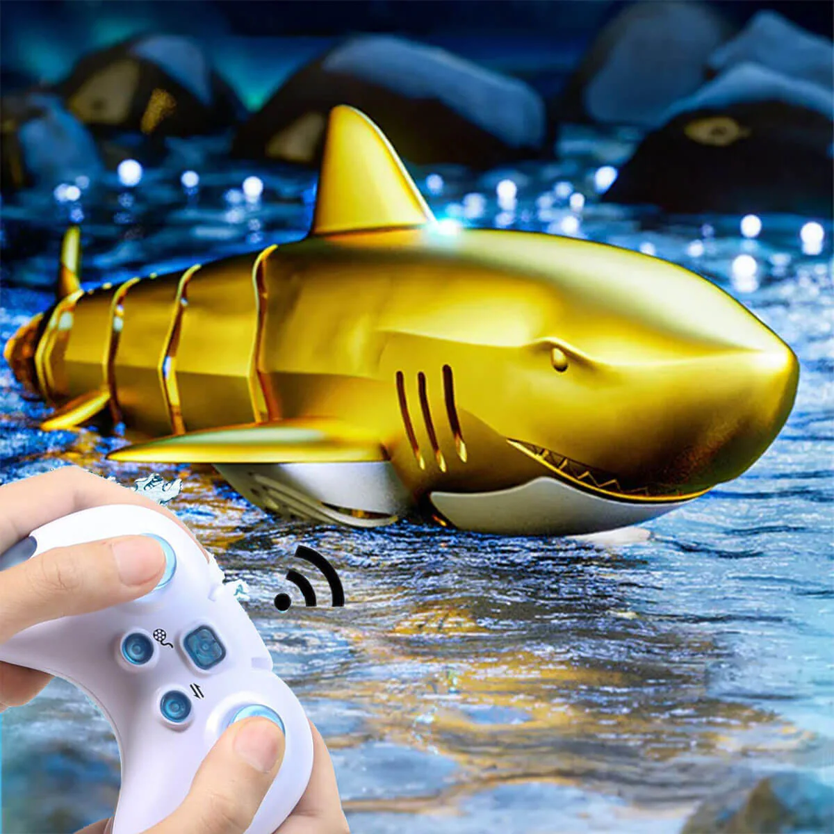 2.4Ghz Remote Control Shark 360° Rotation Electric RC Shark Toys with Light & Spray Water for Kids - Image 2