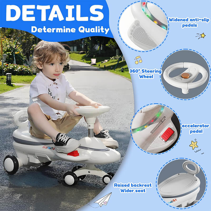 2 in 1 Electric Wiggle Car 6V 360° Swing Ride on Car Dual Motor Car with Music Light For Kids - Image 2