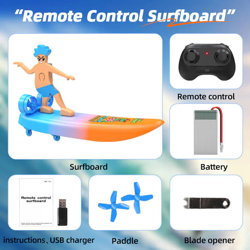 2-IN-1 Remote Control Boat 2.4G RC Surfer Water Surfboard Land Drift Scooter Toys - Image 7