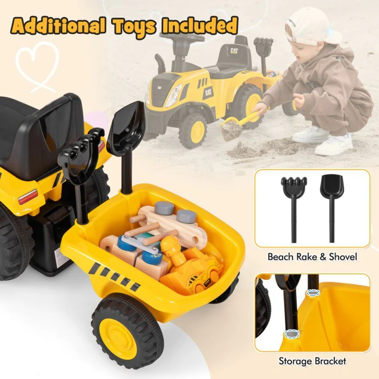 2 in 1 Ride on Tractor with Shovel and Detachable Trailer Ride on Toy for Kids - Image 4