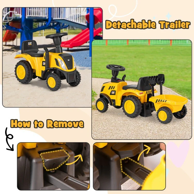 2 in 1 Ride on Tractor with Shovel and Detachable Trailer Ride on Toy for Kids - Image 7