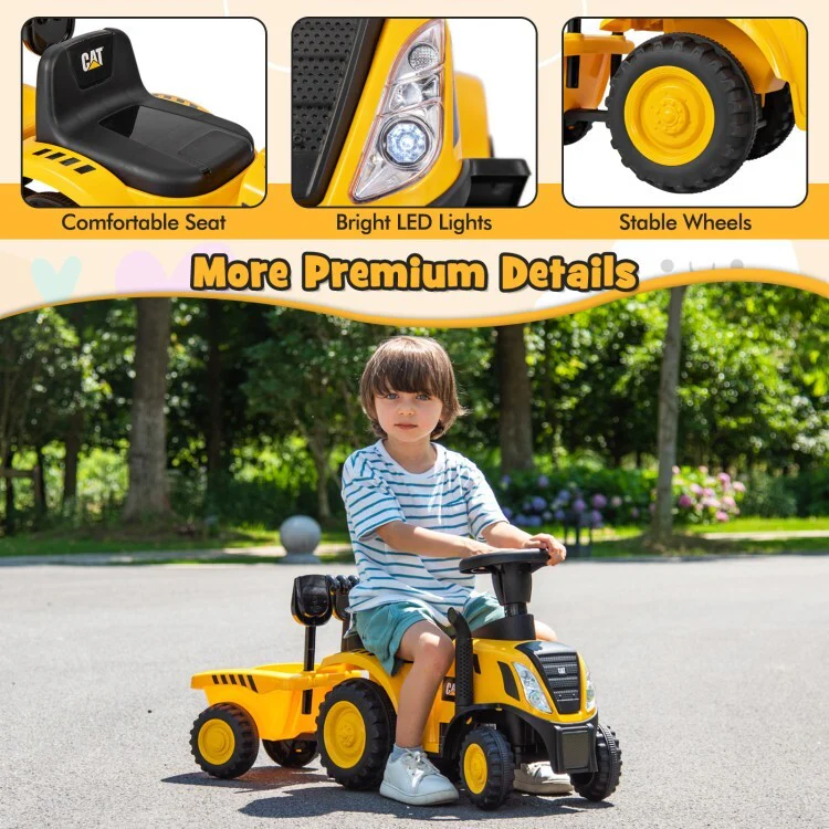 2 in 1 Ride on Tractor with Shovel and Detachable Trailer Ride on Toy for Kids - Image 8