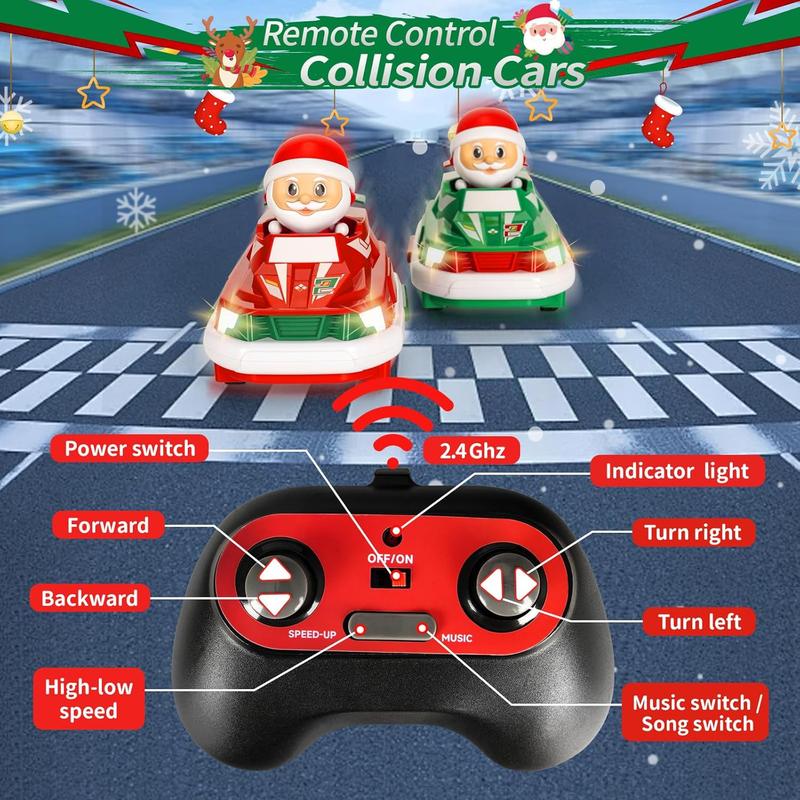 2-Pack Christmas-Themed RC Bumper Cars Electronic Bump & Pop-up Game with 2 Figures Kids Remote Control Race Car - Image 4