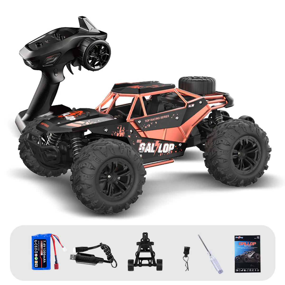 2023 New 1/16 RC Car Off Road High Speed Brushed Remote Control Car With LED Heading - Image 3