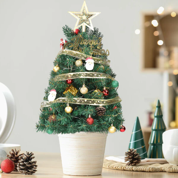 20inch Mini Christmas Tree with 30 Lights Tiny Christmas Tree Battery Operated Tabletop Decoration - Image 2
