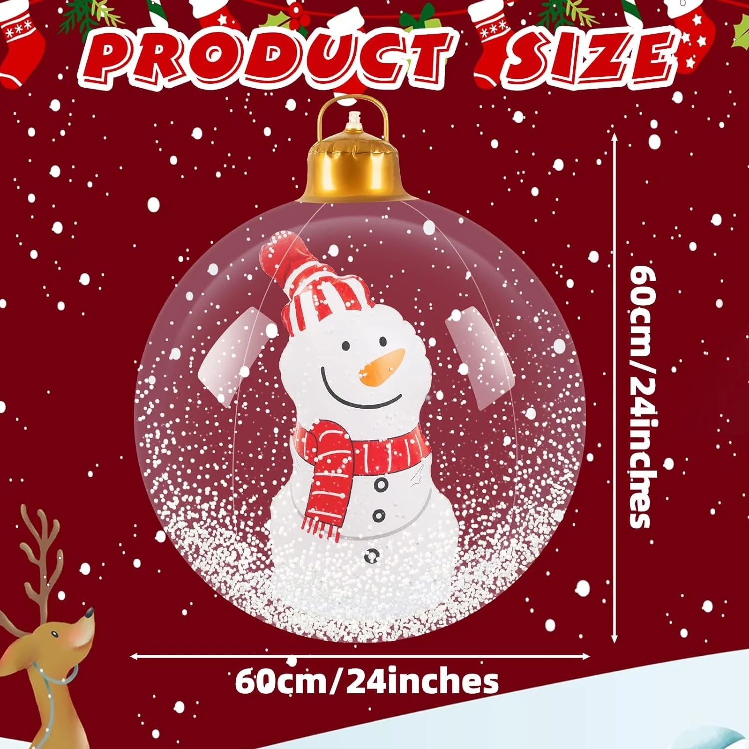 24inch Luminous Inflatable Ball Remote Control Christmas Tree Snowman Santa Ornaments with LED Light - Image 12