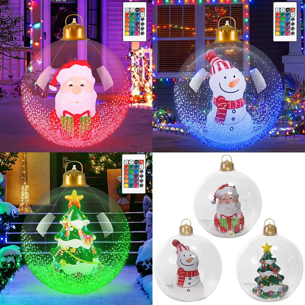 24inch Luminous Inflatable Ball Remote Control Christmas Tree Snowman Santa Ornaments with LED Light - Image 5