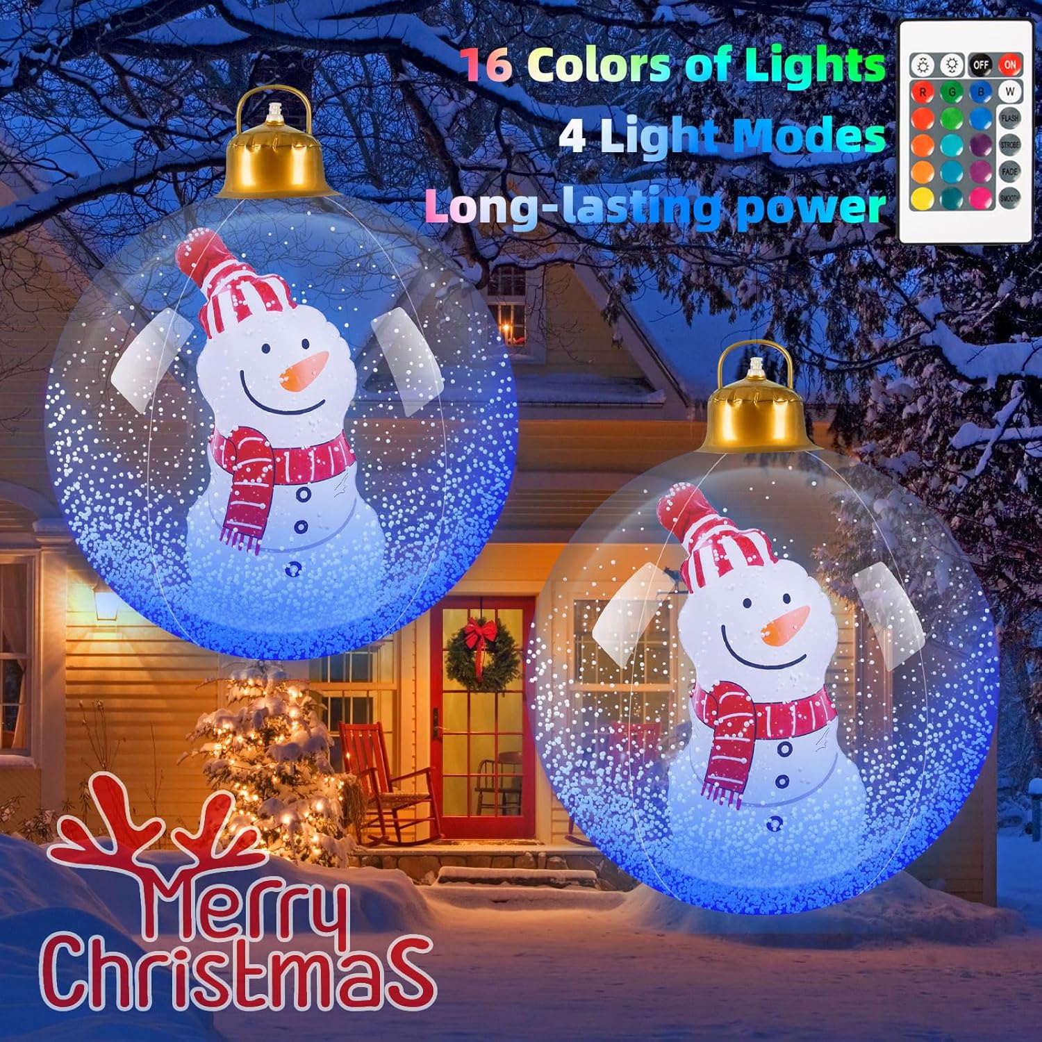 24inch Luminous Inflatable Ball Remote Control Christmas Tree Snowman Santa Ornaments with LED Light - Image 7
