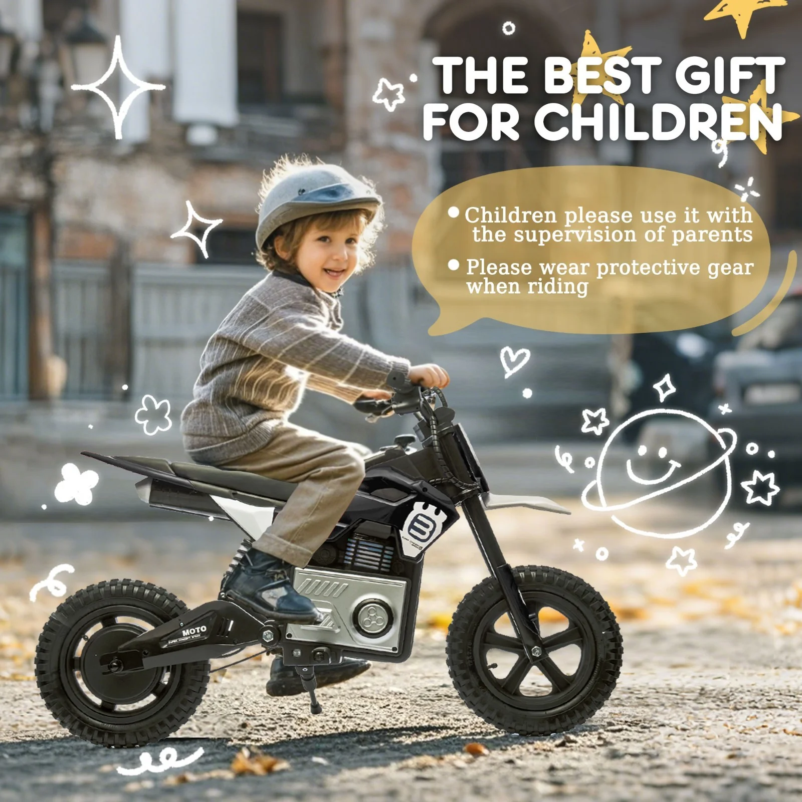 24V Kids Electric Dirt Bike Battery Powered Motorcycle 200W Ride On Car with Light Music - Image 2
