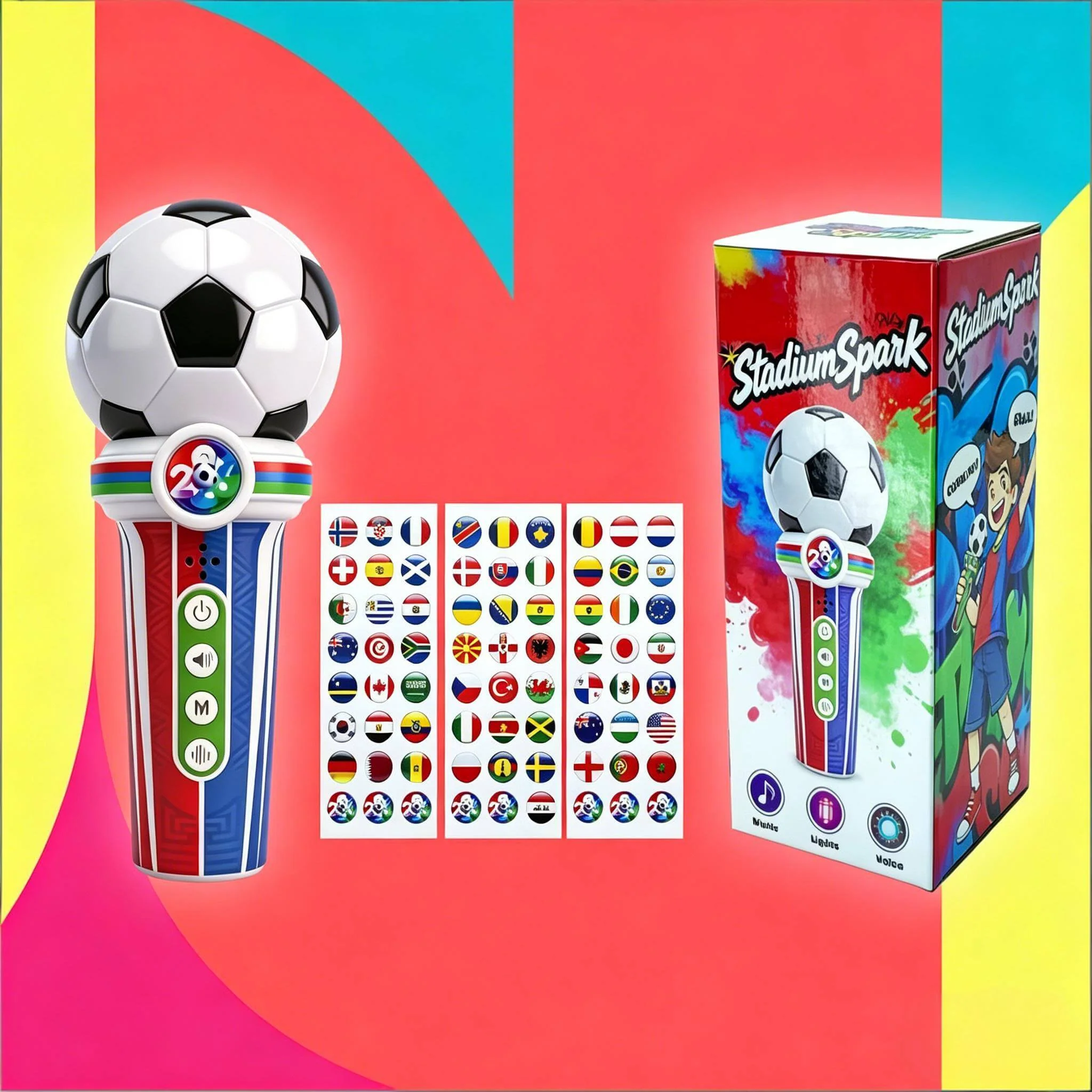2pcs Fan Cheering Soccer Megaphone Portable Handheld Speaker Voice Amplifier with Recording and LED Lights - Image 9