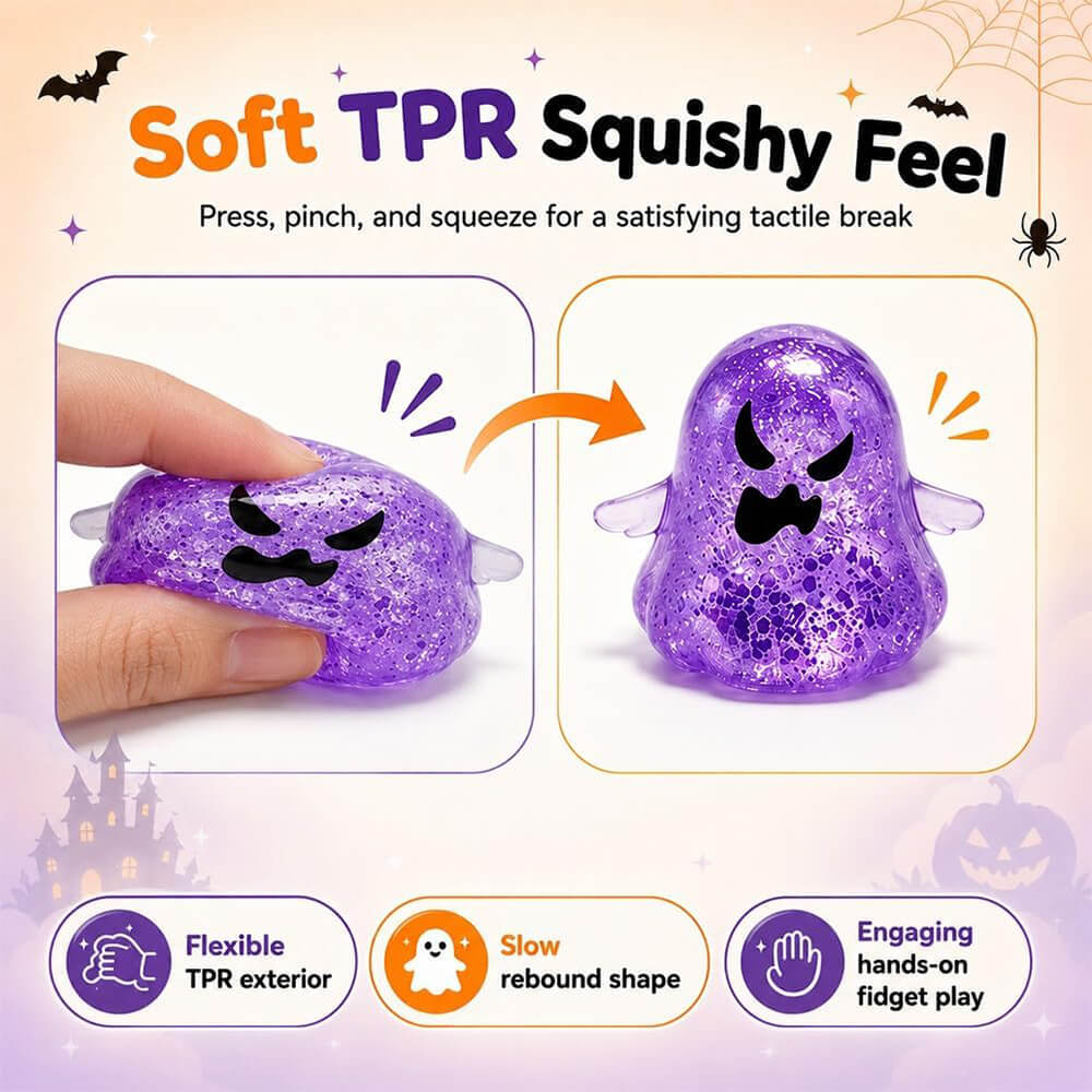 3.15'' Halloween Squishies Glitter Ghost Squishy Toy Relief Squeeze Toys For Kids and Adults - Image 4