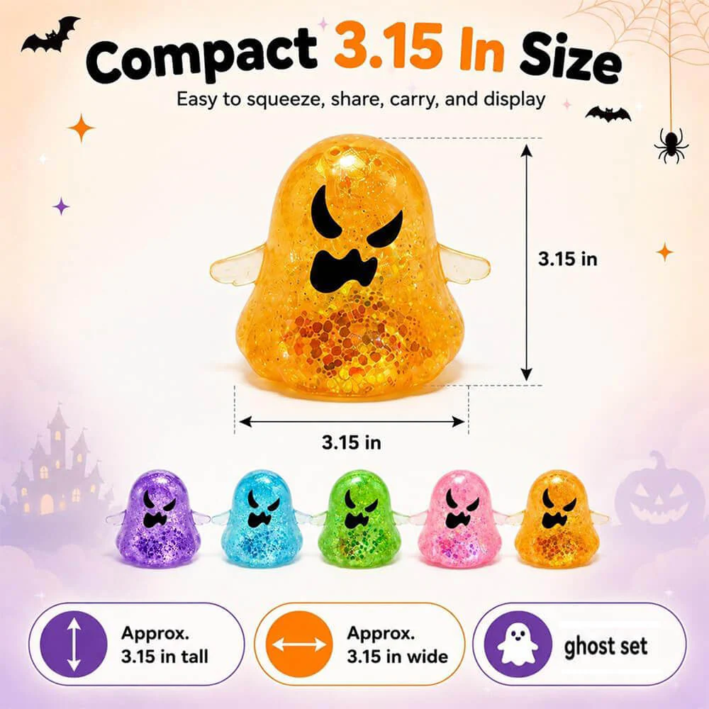 3.15'' Halloween Squishies Glitter Ghost Squishy Toy Relief Squeeze Toys For Kids and Adults - Image 9