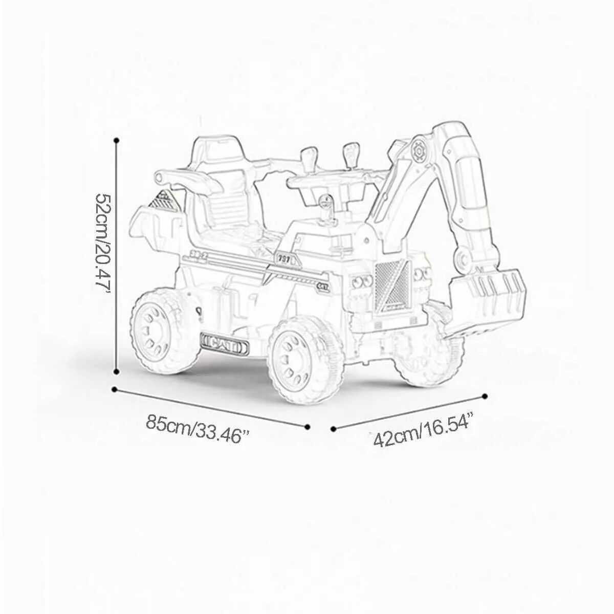 3-in-1 Ride On Push Car With Front Loader Digger Toddler Ride-On Excavator & Lights Music - Image 8